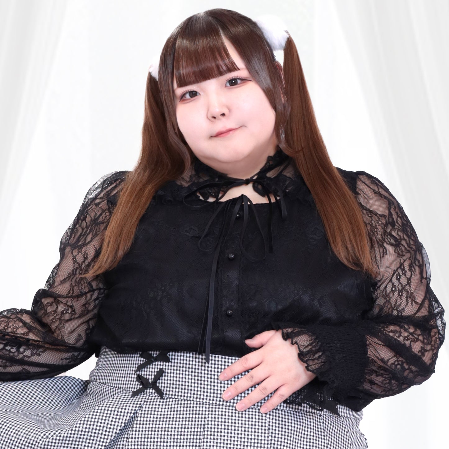 大きいサイズ レディース 漆黒の小悪魔ちゃんリボンレースカットソー（3L/4L/5L/6L）/Taberunosky（タベルノスキー）