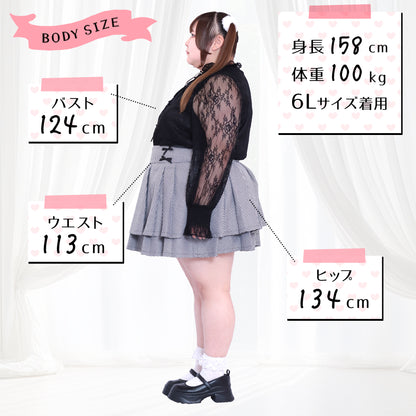 漆黒の小悪魔ちゃんリボンレースカットソー（3L/4L/5L/6L）/Taberunosky（タベルノスキー）