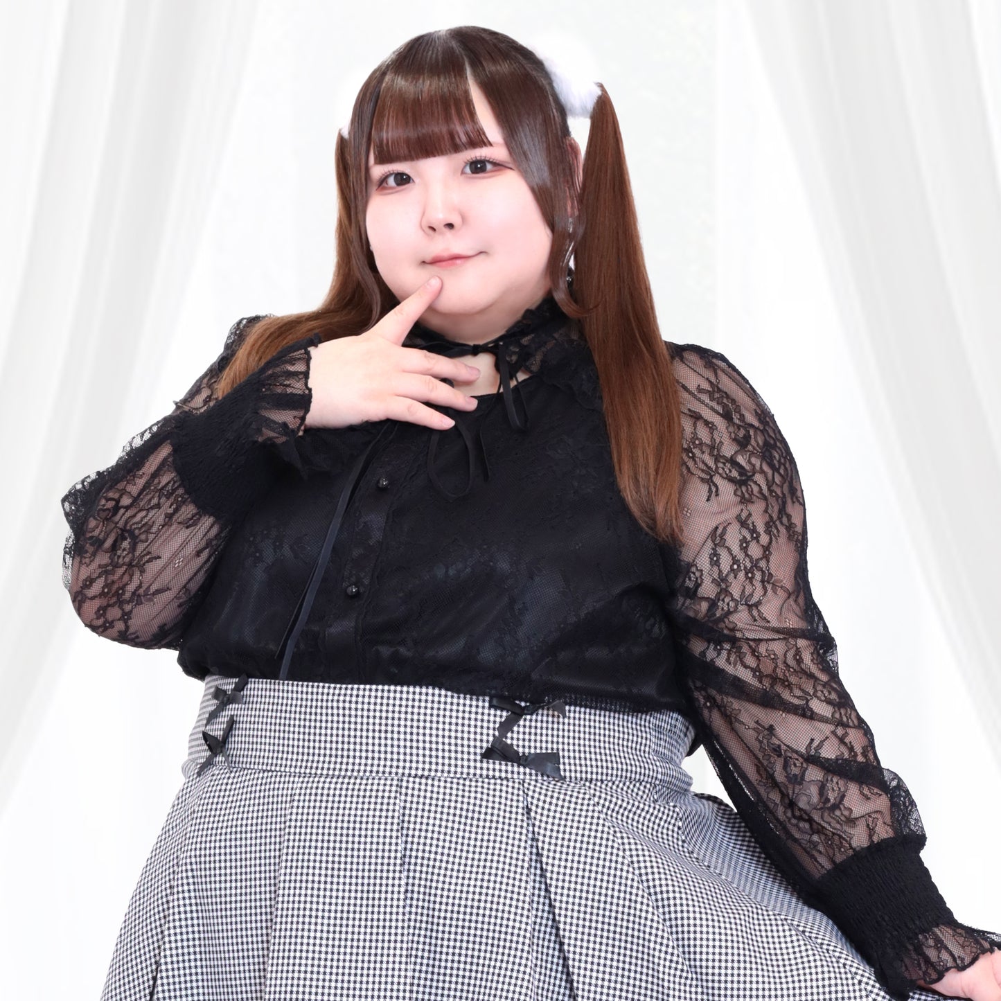 大きいサイズ レディース 漆黒の小悪魔ちゃんリボンレースカットソー（3L/4L/5L/6L）/Taberunosky（タベルノスキー）