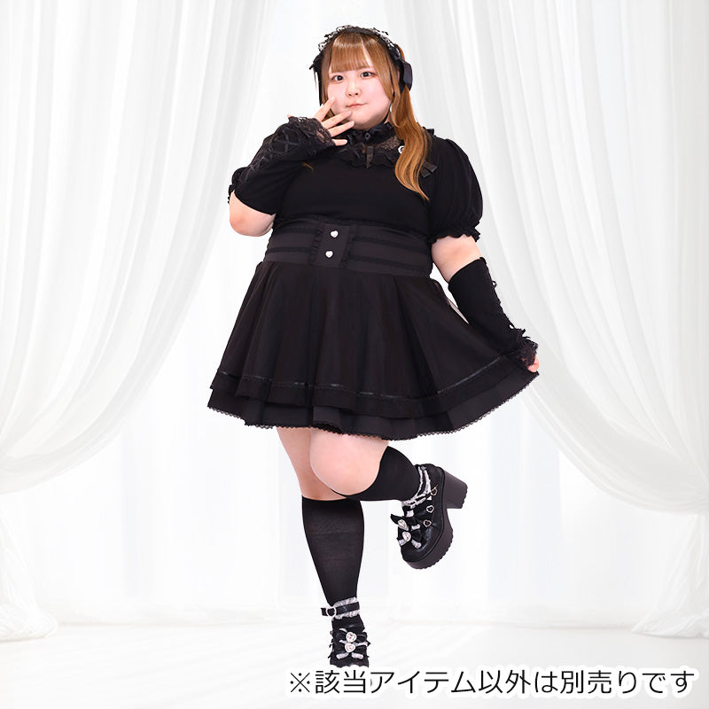 大きいサイズ レディース Jet Black Ojou-sama Lace Arm Cover Top (3L/4L/5L/6L) / Taberunosky