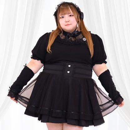 Jet Black Ojou-sama Lace Arm Cover Top (3L/4L/5L/6L) / Taberunosky