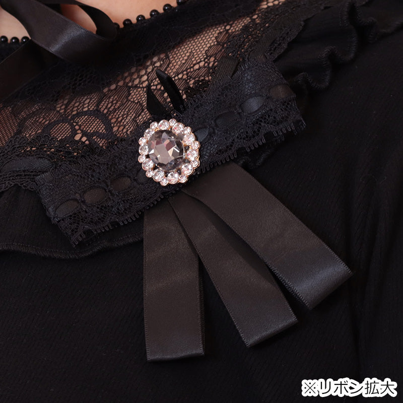 大きいサイズ レディース Jet Black Ojou-sama Lace Arm Cover Top (3L/4L/5L/6L) / Taberunosky