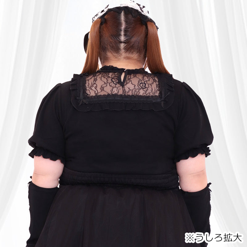 大きいサイズ レディース Jet Black Ojou-sama Lace Arm Cover Top (3L/4L/5L/6L) / Taberunosky