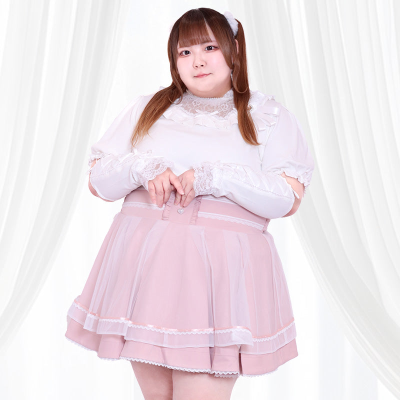 大きいサイズ レディース Lace Arm Cover Top for Pure White Ladies (3L/4L/5L/6L) / Taberunosky