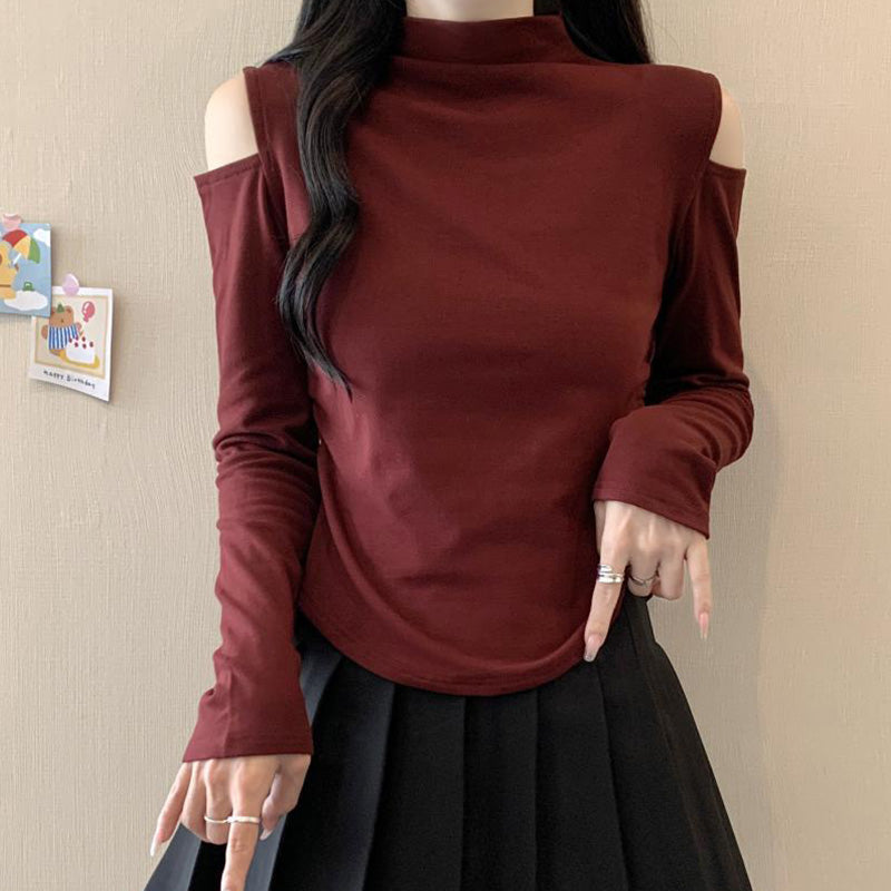 ショルダーリリース・モックネックカットソー(L/LL/3L/4L/5L)