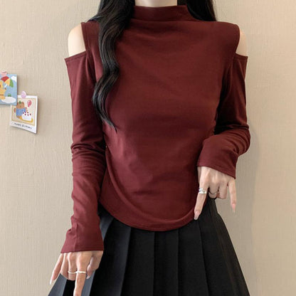 ショルダーリリース・モックネックカットソー(L/LL/3L/4L/5L)