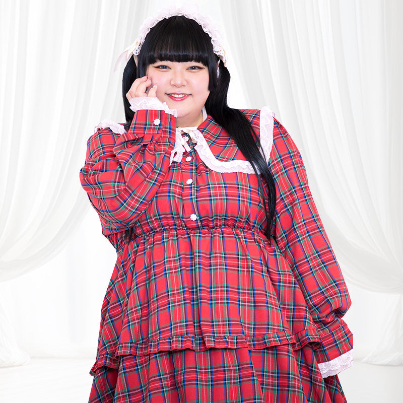フリルがいっぱいティアードワンピース【ぽっちゃりアンバサダーコラボNo.1】（4L/6L）/Taberunosky（タベルノスキー）