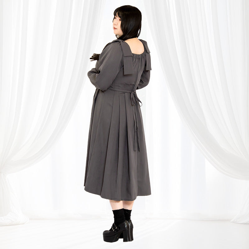 大きいサイズ レディース｜シュガーグレーボンボン・リボンワンピース