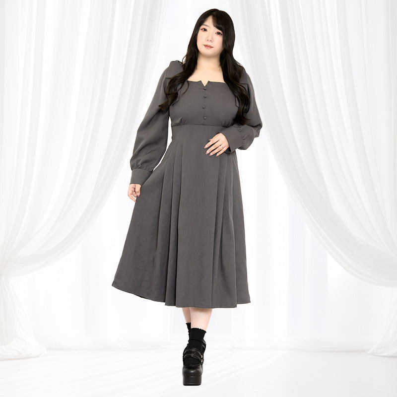 大きいサイズ レディース｜シュガーグレーボンボン・リボンワンピース