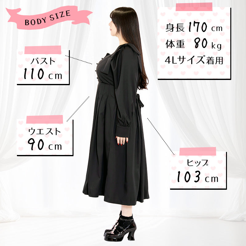 シュガーブラックボンボン・リボンワンピース（3L/4L/5L/6L）/Taberunosky（タベルノスキー）