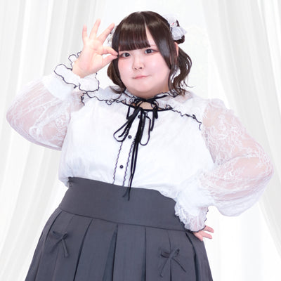 純白キューピットちゃんリボンレースカットソー（3L/4L/5L/6L）/Taberunosky（タベルノスキー）