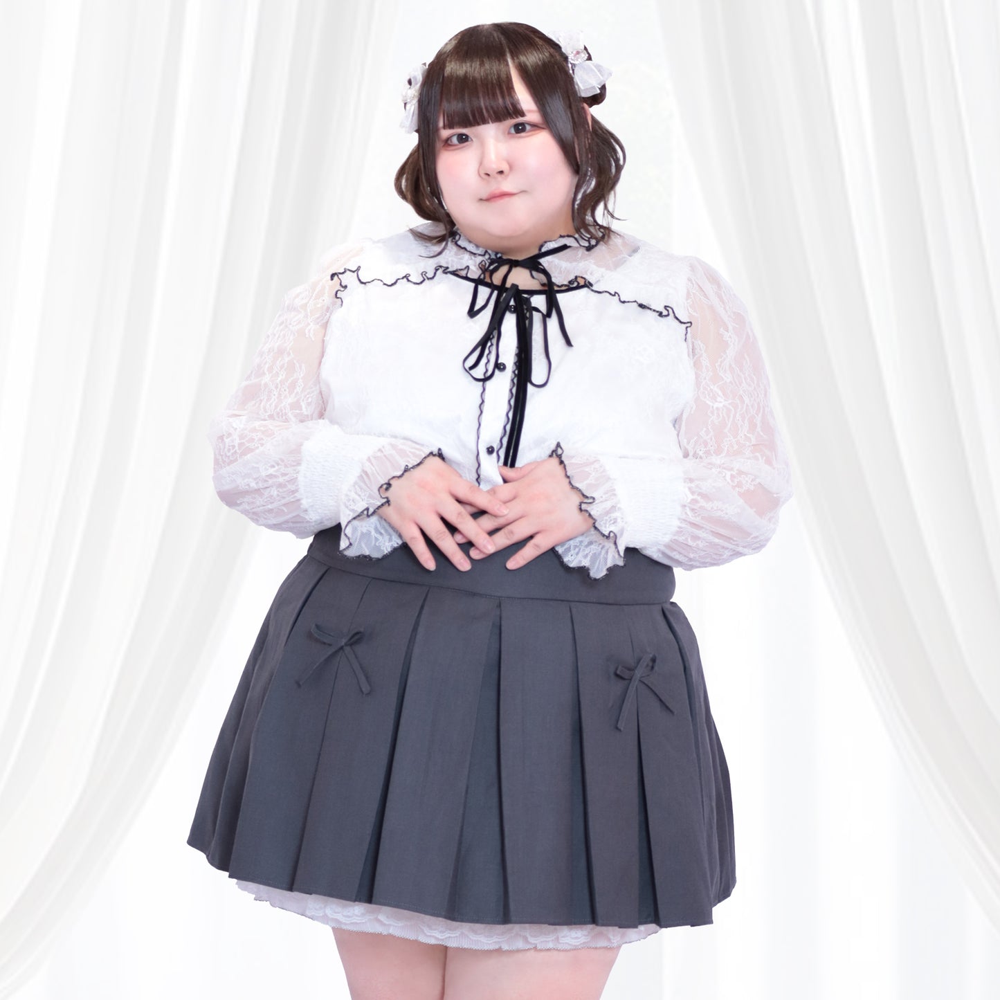 大きいサイズ レディース 純白キューピットちゃんリボンレースカットソー（3L/4L/5L/6L）/Taberunosky（タベルノスキー）