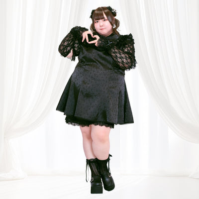 ブラックローズの漆黒デビルちゃんセットアップ・アームカバー付（3L/4L/5L/6L）/Taberunosky（タベルノスキー）