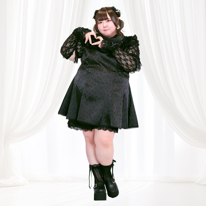 ブラックローズの漆黒デビルちゃんセットアップ・アームカバー付（3L/4L/5L/6L）/Taberunosky（タベルノスキー）
