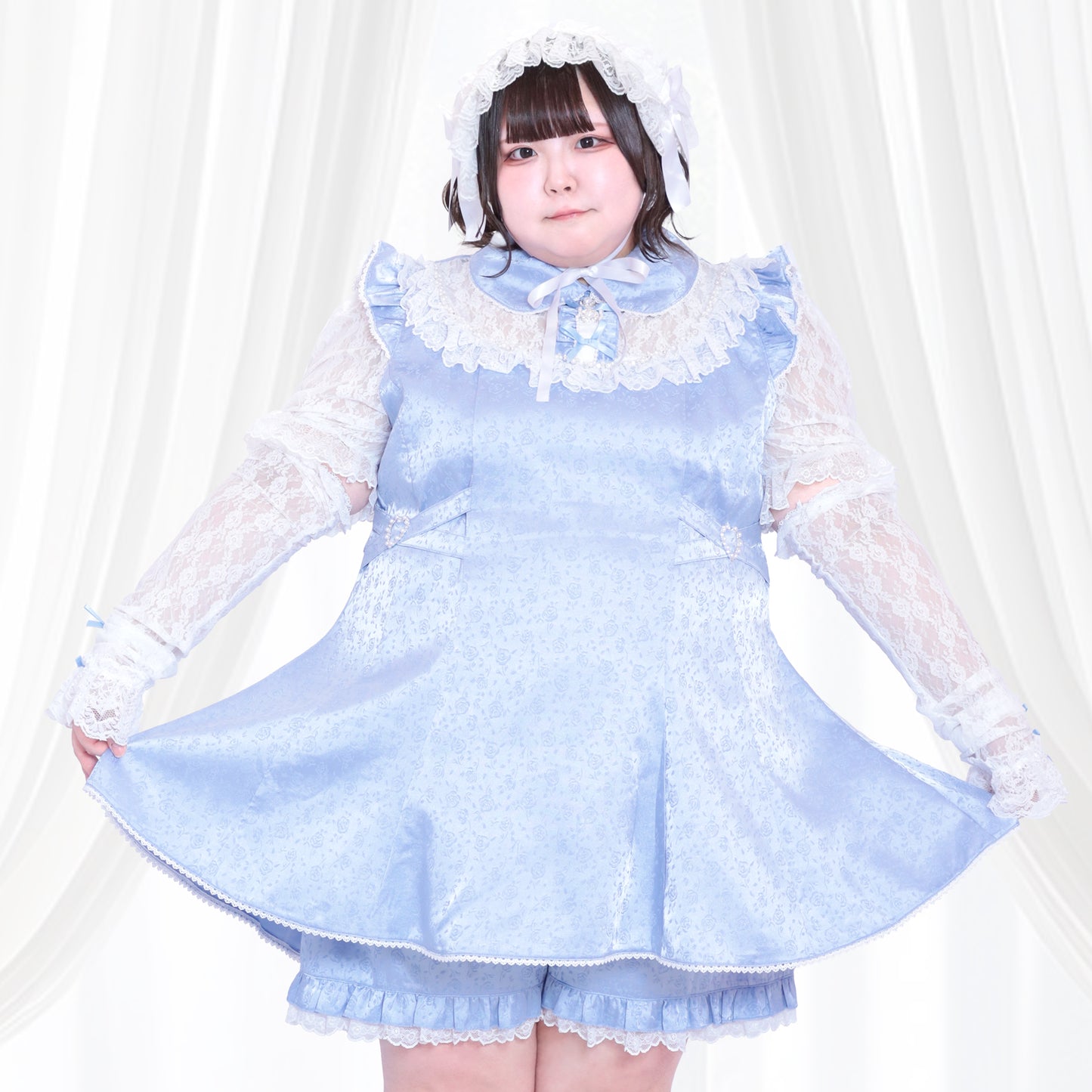 大きいサイズ レディース ブルーローズの天使ちゃんセットアップ・アームカバー付（3L/4L/5L/6L）/Taberunosky（タベルノスキー）