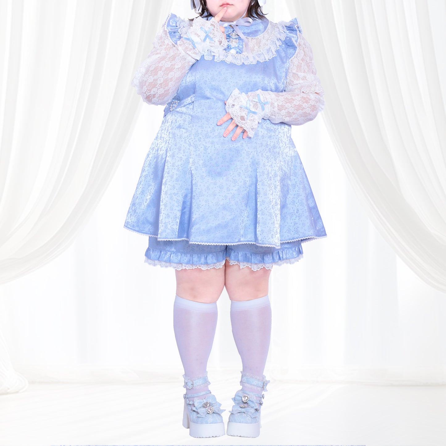 大きいサイズ レディース ブルーローズの天使ちゃんセットアップ・アームカバー付（3L/4L/5L/6L）/Taberunosky（タベルノスキー）