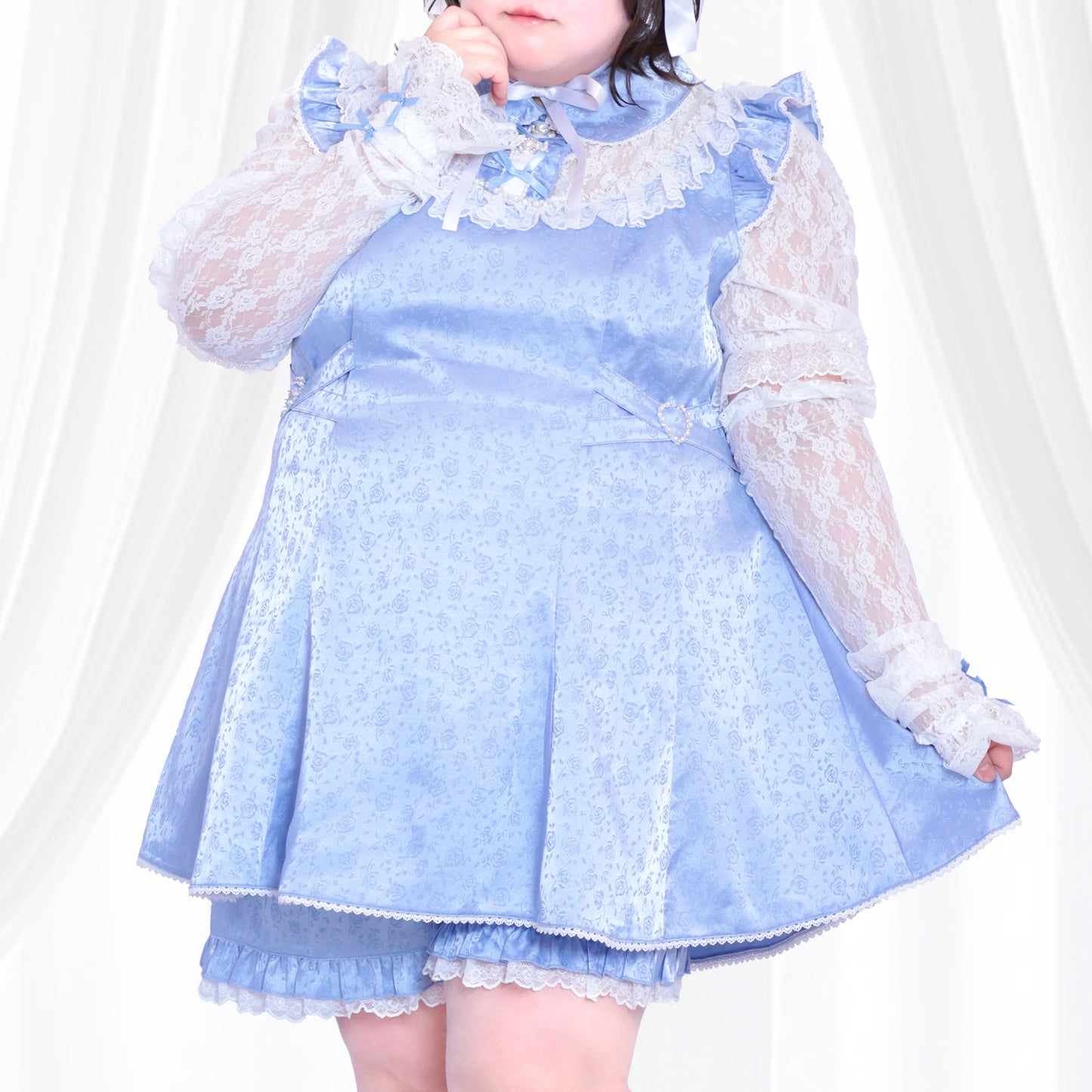 大きいサイズ レディース ブルーローズの天使ちゃんセットアップ・アームカバー付（3L/4L/5L/6L）/Taberunosky（タベルノスキー）