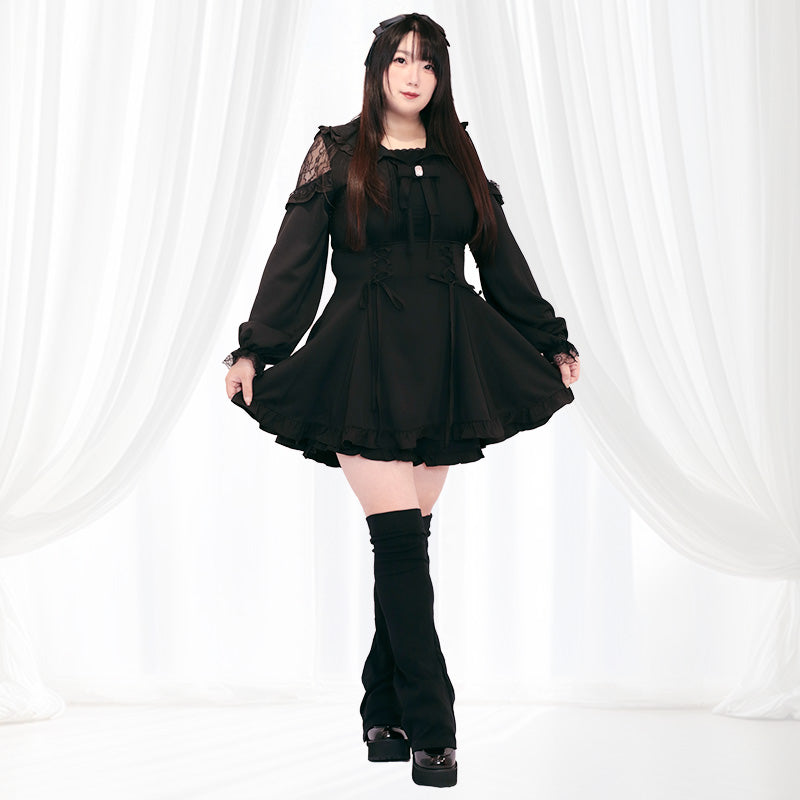 メルティリボン・長袖セーラー襟ドーリーセットアップ（3L/4L/5L/6L）/Taberunosky（タベルノスキー）