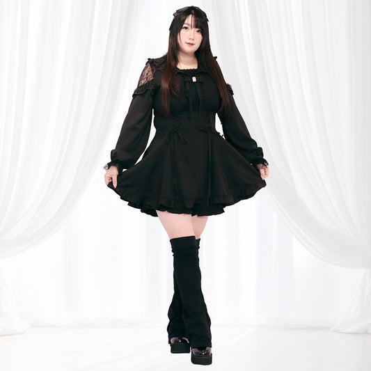 メルティリボン・長袖セーラー襟ドーリーセットアップ（3L/4L/5L/6L）/Taberunosky（タベルノスキー）