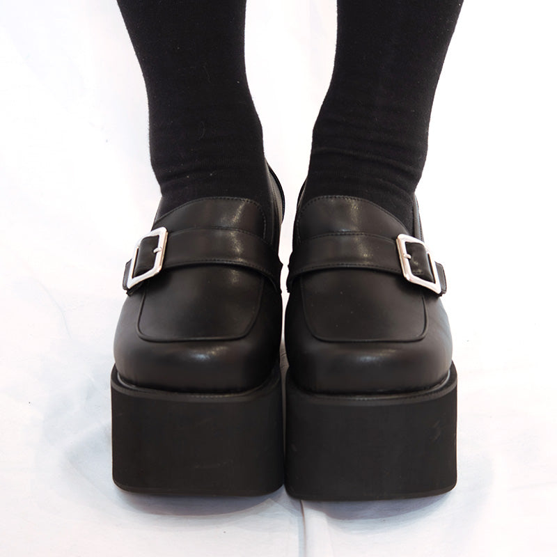 【29cmまでオーダーOK】■王道バックル厚底パンプス/大きいサイズの靴