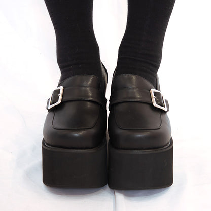 【29cmまでオーダーOK】■王道バックル厚底パンプス/大きいサイズの靴