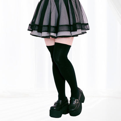 【29cmまでオーダーOK】■王道バックル厚底パンプス/大きいサイズの靴