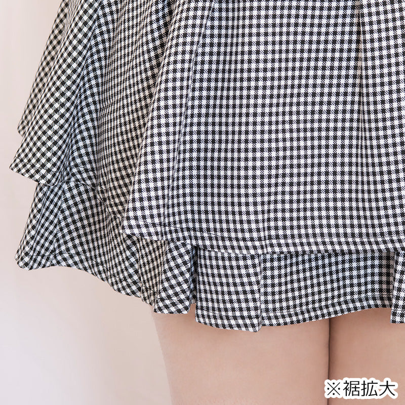 ギンガムチェックのうそつきティアードスカート（3L/4L/5L/6L）/Taberunosky（タベルノスキー）
