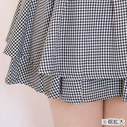 ギンガムチェックのうそつきティアードスカート（3L/4L/5L/6L）/Taberunosky（タベルノスキー）