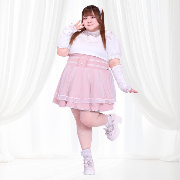 大きいサイズの純白お嬢様のレースアームカバートップス