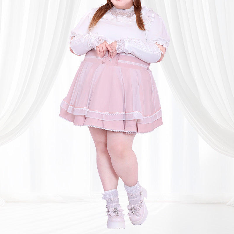 大きいサイズ レディース Strawberry Milk Corset Skirt-Pants (Plus Size Skirt) (4L/5L/6L)/Taberunosky