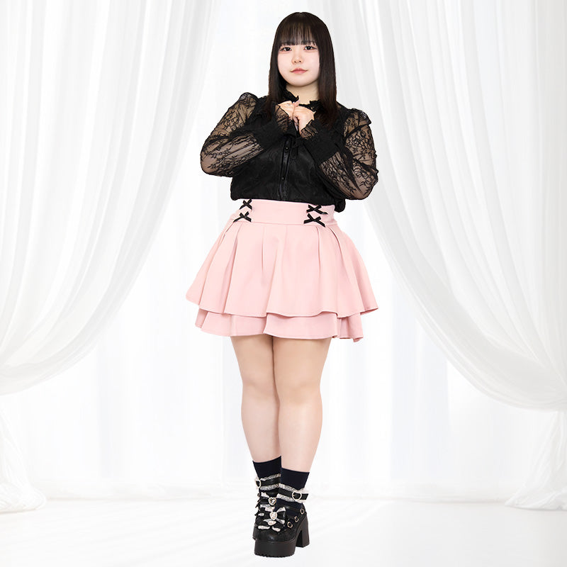 ピンクのうそつきティアードスカート（3L/4L/5L/6L）/Taberunosky（タベルノスキー）