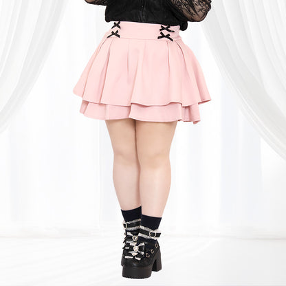 ピンクのうそつきティアードスカート（3L/4L/5L/6L）/Taberunosky（タベルノスキー）