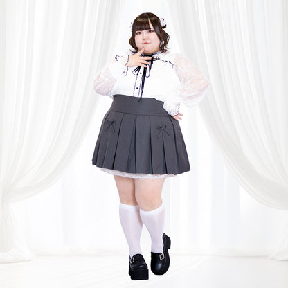 おリボンプリーツスカートミニスカパン（3L/4L/5L/6L）