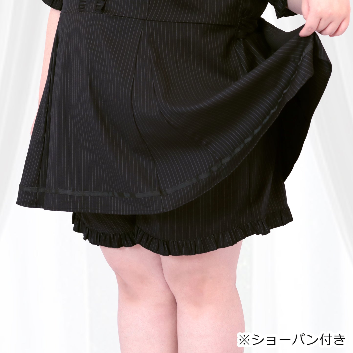 大きいサイズ レディース ストライプの地雷ちゃん半袖セットアップ(3L/4L/5L/6L)/Taberunosky（タベルノスキー）