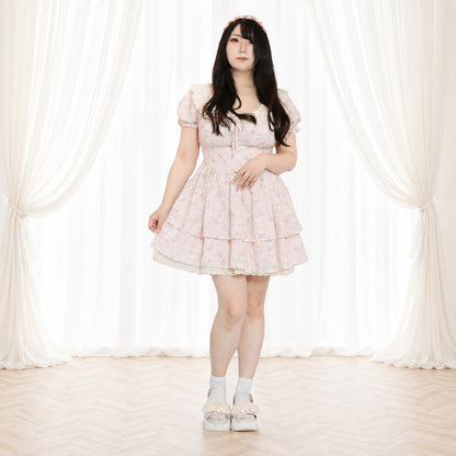Sweet Bouquet Cotton Flared Mini Dress (L/LL/3L/4L/5L)