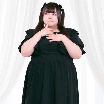 Sweet Black Fluffy Memory Dress (3L/4L/5L/6L) / Taberunosky