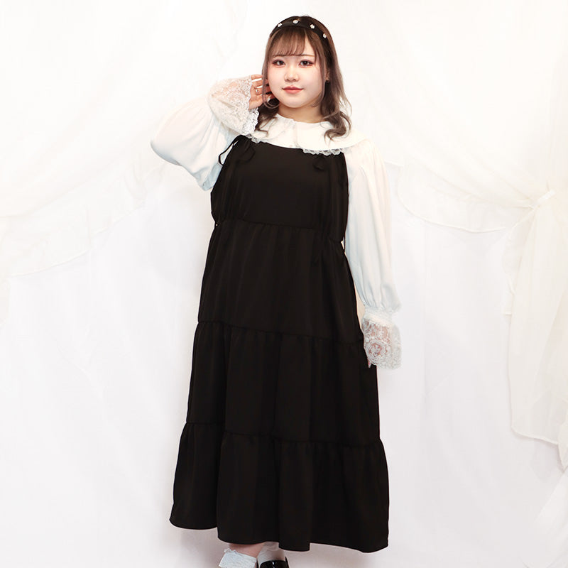 ティアードロングキャミワンピース（ワンサイズ/3L-4L-5L相当)/Taberunosky（タベルノスキー）