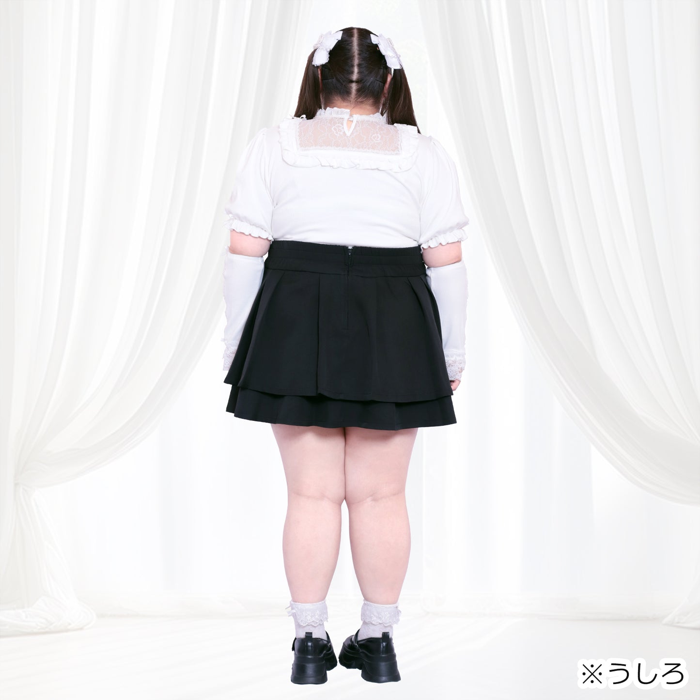 大きいサイズ レディース Black False Tiered Skirt (3L/4L/5L/6L) / Taberunosky