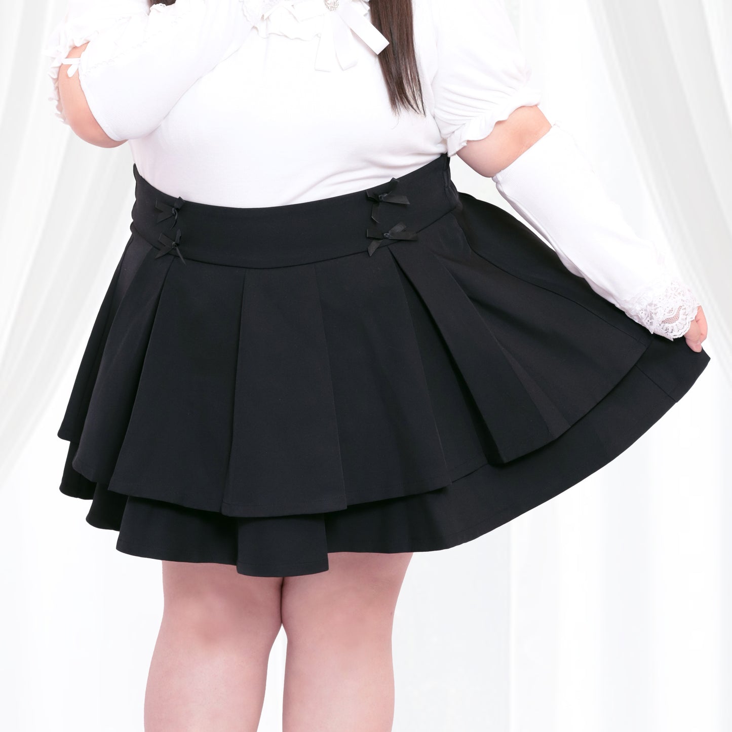大きいサイズ レディース Black False Tiered Skirt (3L/4L/5L/6L) / Taberunosky