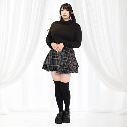 ブラックシュガーレースの ふわ袖ファートップス(3L-5L相当ワンサイズ)