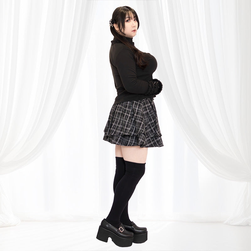 大きいサイズ レディース ブラックシュガーレースの ふわ袖ファートップス(3L-5L相当ワンサイズ)