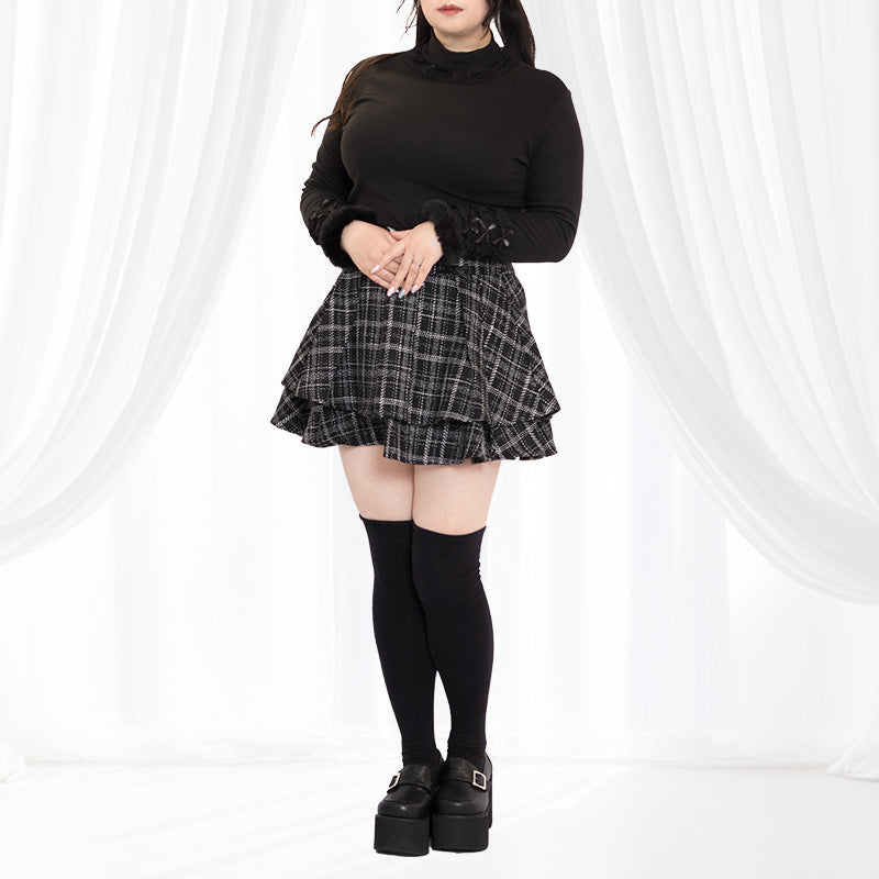 大きいサイズ レディース ブラックシュガーレースの ふわ袖ファートップス(3L-5L相当ワンサイズ)