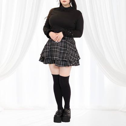 ブラックシュガーレースの ふわ袖ファートップス(3L-5L相当ワンサイズ)