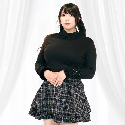 ブラックシュガーレースの ふわ袖ファートップス(3L-5L相当ワンサイズ)