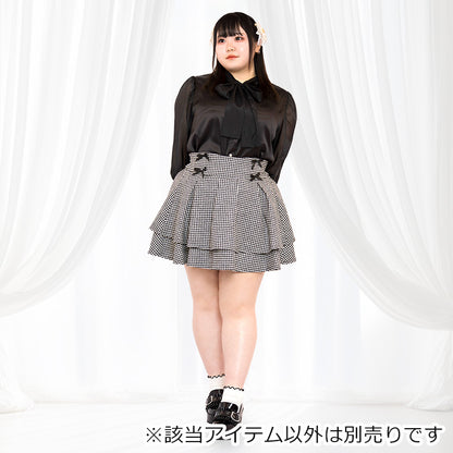 千鳥格子ちゃんの煌めくティアードスカート（スカパン）（3L/4L/5L/6L）/Taberunosky（タベルノスキー）