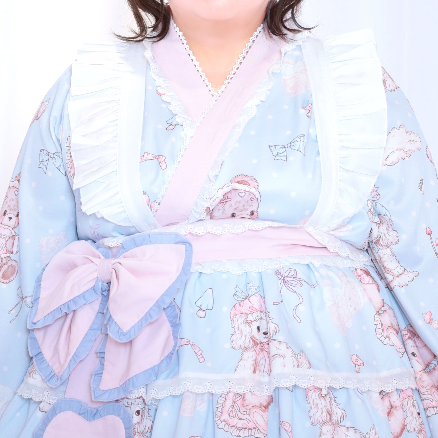大きいサイズ レディース Pastel Dream Ribbon♡Plus Size Yukata Dress