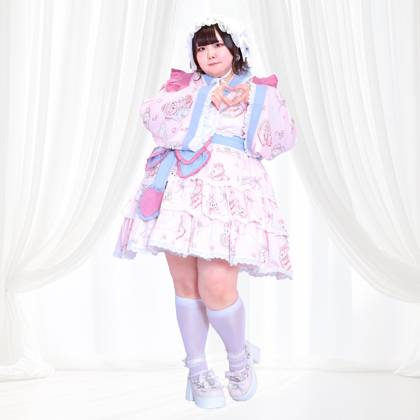 大きいサイズ レディース Pastel Dream Ribbon♡Plus Size Yukata Dress