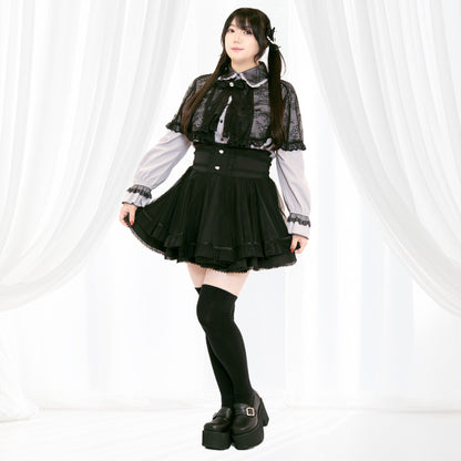 メロウナイト・地雷グレーブルーレースケープブラウス（3L/4L/5L）