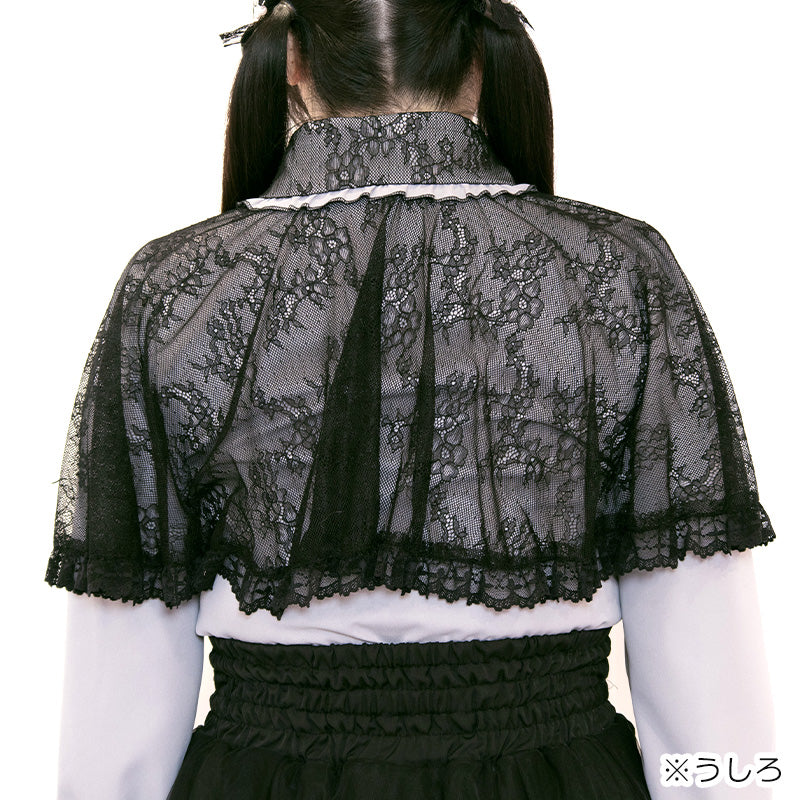 メロウナイト・地雷グレーブルーレースケープブラウス（3L/4L/5L）