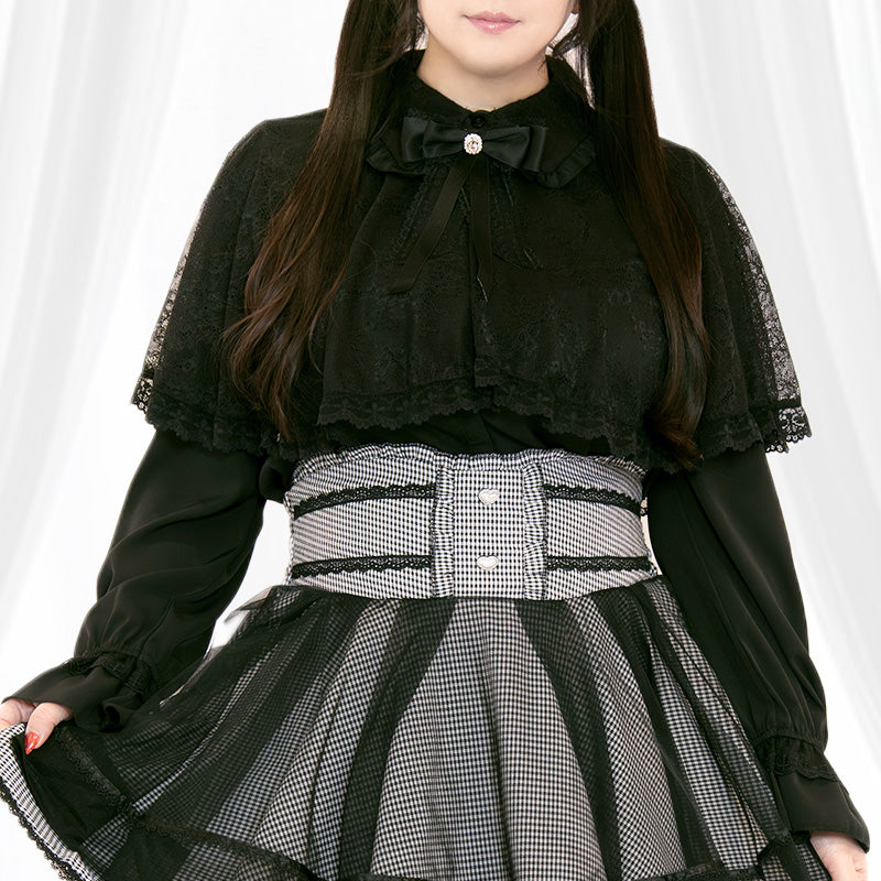 メロウナイト・地雷ブラックレースケープブラウス（3L/4L/5L）